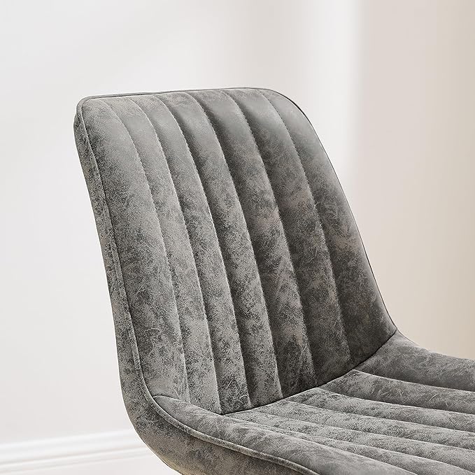 Art Leon Swivel Dining Chairs - Mid Century Modern Kitchen Dining Room Chairs, Upholstered Faux Leather Armless Side Chairs with Wood Legs