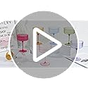 HKSZEH 24 PCS Ribbed Coupe Glasses with Gold Stem Clear Plastic Champagne Coupe Cup 10oz Detachable Gold Rim Espresso Mart...