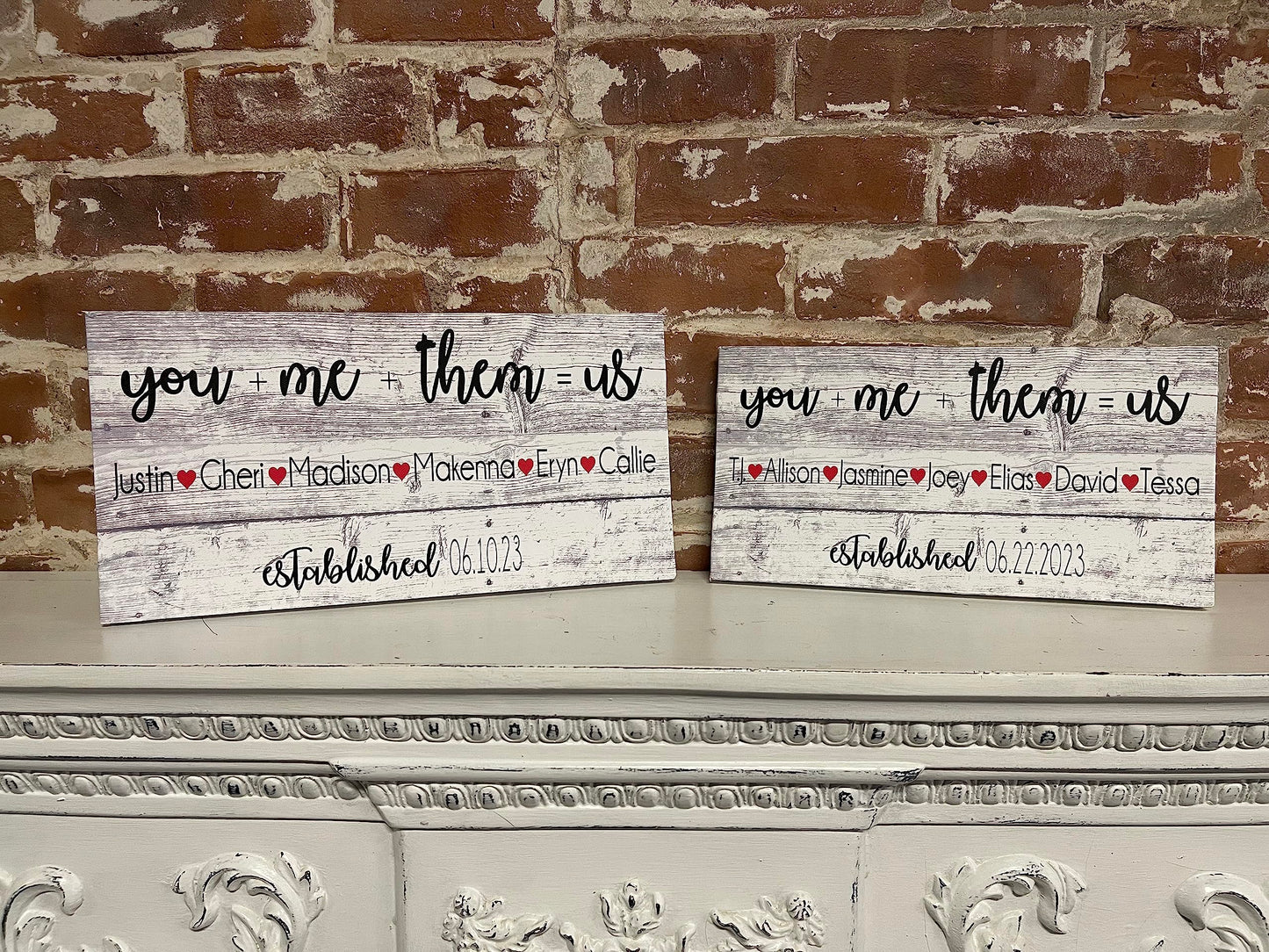 Blended Family, Wedding Gift, You + Me + Them = Us, PERSONALIZE, PERFECT Anniversary Gift or Welcome Sign, Rustic Canvas, Marriage