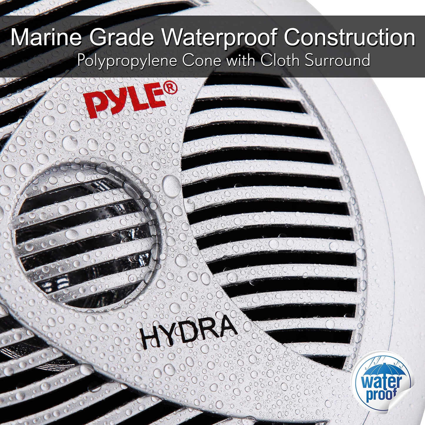 Pyle 6.5    Dual Marine Speakers - 2 Way Waterproof And Weather Resistant Outdoor Audio Stereo Sound System With 150 Watt Power,