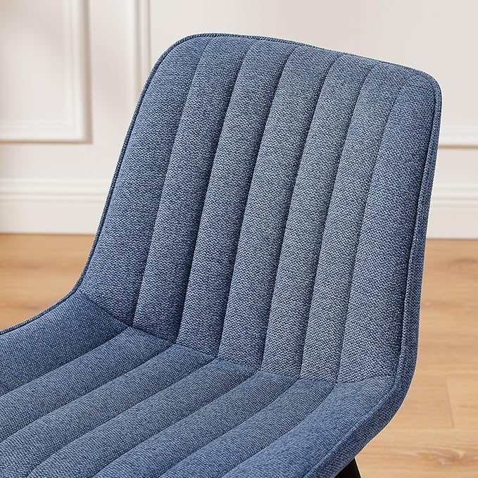 Art Leon Dining Chairs Set of 4, Mid Century Modern Swivel Dining Room Chairs, Fabric Upholstered Armless Side Chairs with Wood Legs for Kitchen Living Room Bedroom, Blue