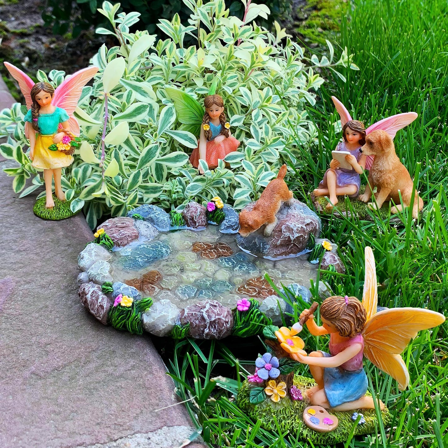 Mood Lab Fairy Garden Miniature Pond Kit - Figurines & Accessories Set of 5 pcs - Outdoor or House Decor