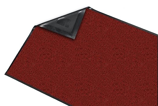 Guardian Platinum Series Indoor Wiper Floor Mat, Rubber with Nylon Carpet, 3'x18', Red
