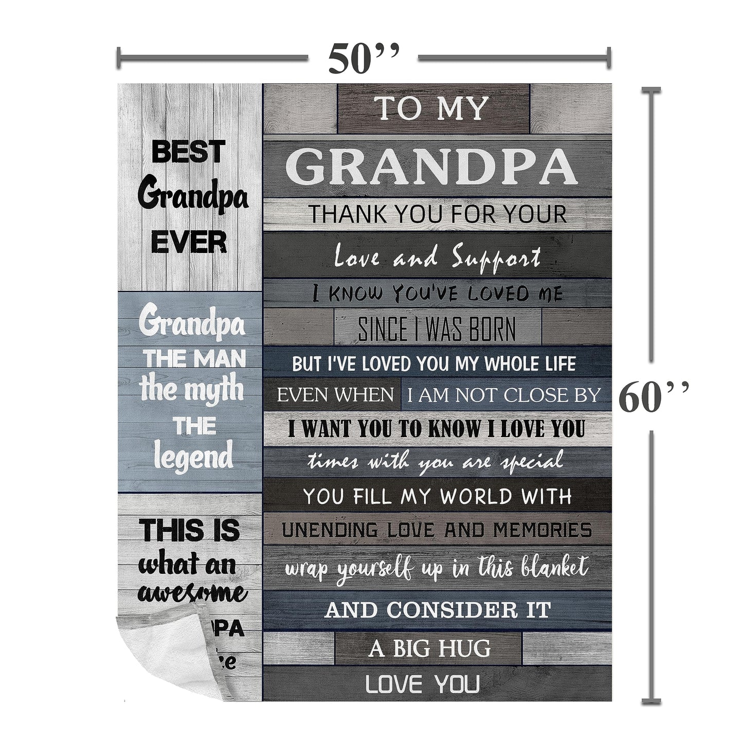POQUSH Gifts for Grandpa, Grandpa Gifts from Grandchildren Granddaughter Grandson,Grandfather Gift Blanket 60"x50"