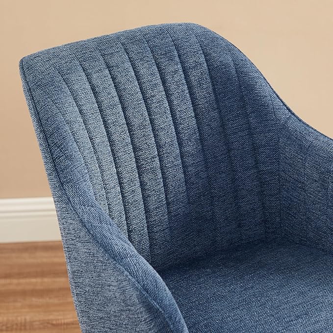 Art Leon Dining Chair, Mid Century Modern Fabric Upholstered Swivel Dining Room Chair with Wood Legs, Leisure Side Chair with Arms for Living Room, Sky Blue