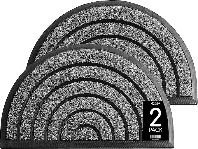 ubdyo 2 Pack Heavy Duty Door Mat Outdoor Entrance - Muddy Dirt Trapping Outdoor Mats - Low Pile Front Door Mat Outside Entrance - Anti Slip Indoor Doormat - 30'' x 17'', Bright Grey