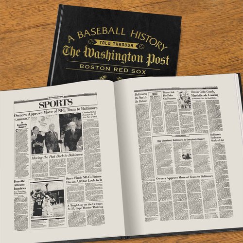 Signature Gifts - Boston Baseball History Book - Sports Fan Gift - A Major League History Told Through Newspaper Archive Coverage - Last Minute Gift - Red Sox Black