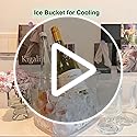 Yamteck Portable Ice Bucket with Lid & Tong for Outdoor Camping, Clear Plastic Storage Bin for Freezer, Refrigerator, Whis...