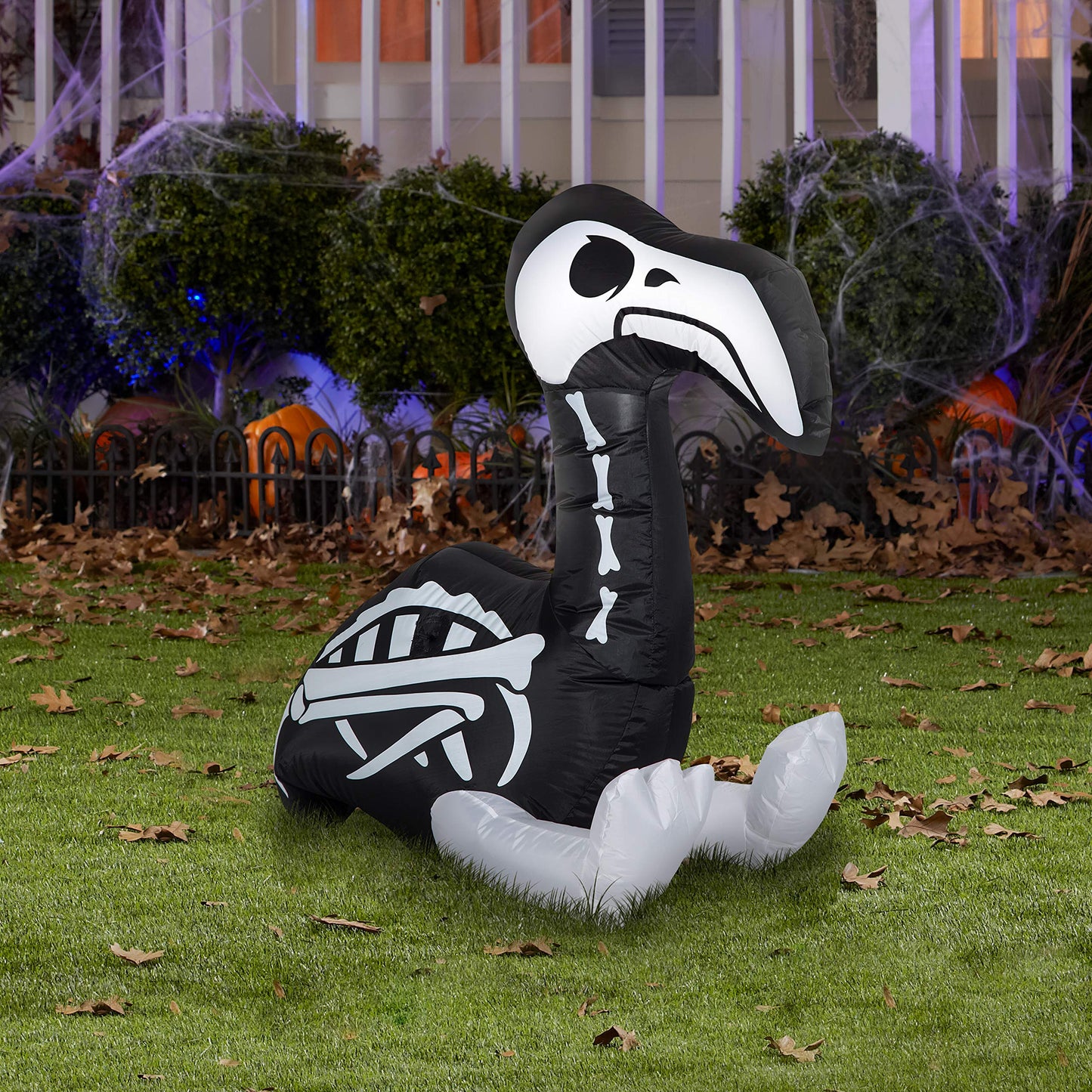 Gemmy Airblown Skeleton Flamingo, 3 ft Tall, Multicolored
