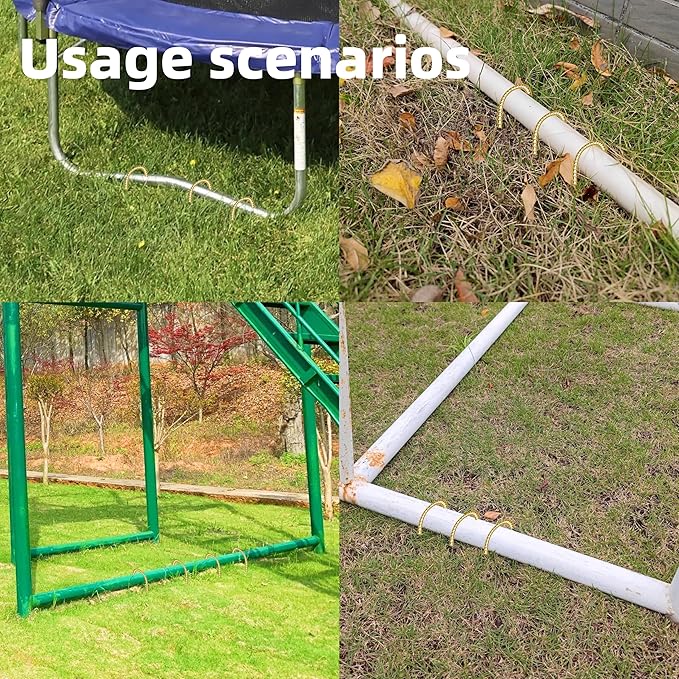 40 Pack 12 Inch Rebar Stakes Anti-Rust Galvanized Steel J Shape Hook Strong Ground Anchors for Tents, Position Kits, Fences, Trampolines Landscape Fabric for Farm Garden