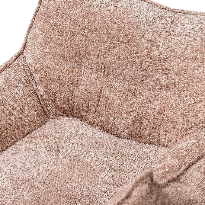 Adult Bean Bag Chairs with Pillow, Comfy Large Bean Bag Couch for Teens with Armrests, Giant BeanBag Sofa for Living Room, Bedroom, Light Brown