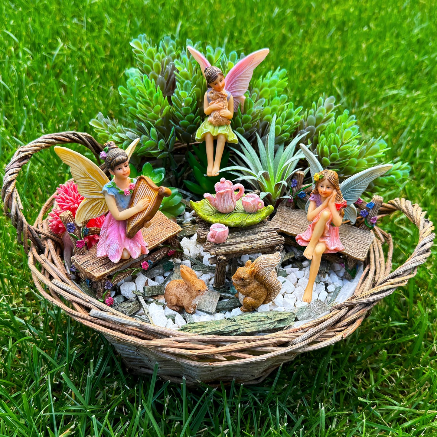 Mood Lab Fairy Garden - Miniature Figurines & Accessories Starter Kit - Fairy Garden Set of 12 pcs - Outdoor or House Decor