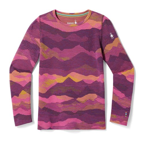 Smartwool Kid's Classic Thermal Merino Base Layer Crew Purple Iris MTN Scape X-Small
