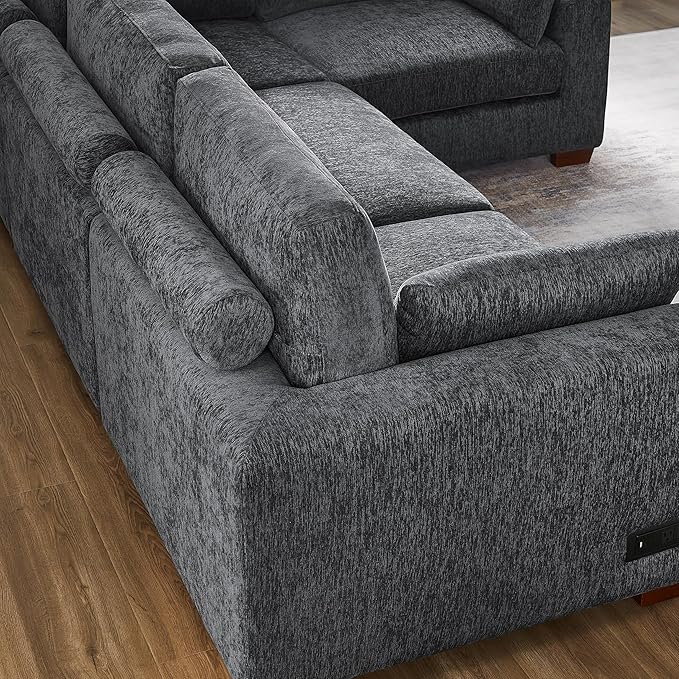 VANOMi Large Modular Sectional Sofa, Oversized Couch with Charging Station, Cloud Couch Deep Seat Sofa with Thick Cushion, Convertible Sectional Couches for Living Room Office Apartment