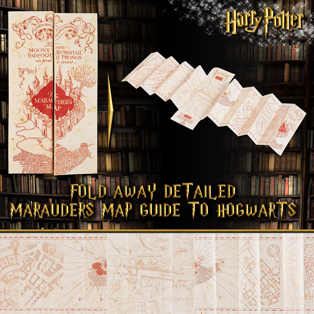 Harry Potter Stationary Set for Boys Girls with 4 Wand Pens Black Ink Marauders Map Hogwarts House Stamp Kit Cute School Supplies Gifts for Kids