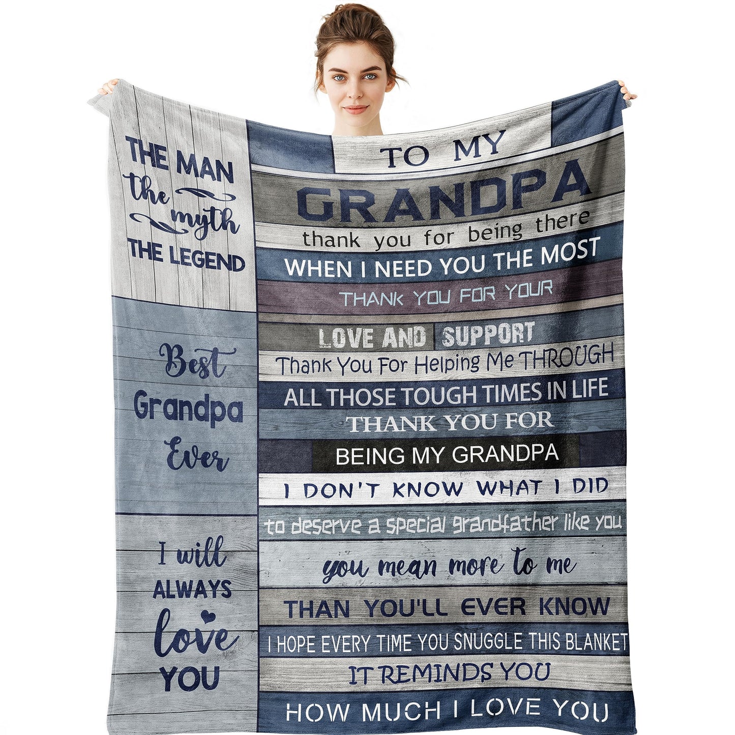 Yamco Grandpa Gifts - Gifts for Grandfather 60" x 50" Blanket - Unique Papa Presents from Grandson - Great Fathers Day Birthday Gifts for Grandfather - Best Pop Pop Gift Ideas for Paw Paw