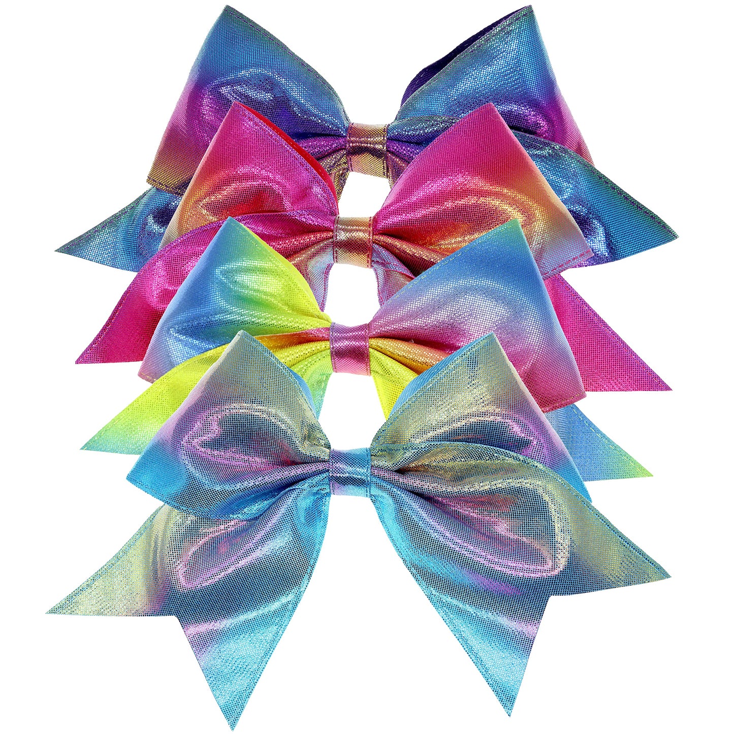 FROG SAC 4pcs Tie Dye Mermaid Hair Bows for Girls, Large Cheer Bow For Kids, Sparkly Cute Little Girl Hair Accessories, 6 Inches