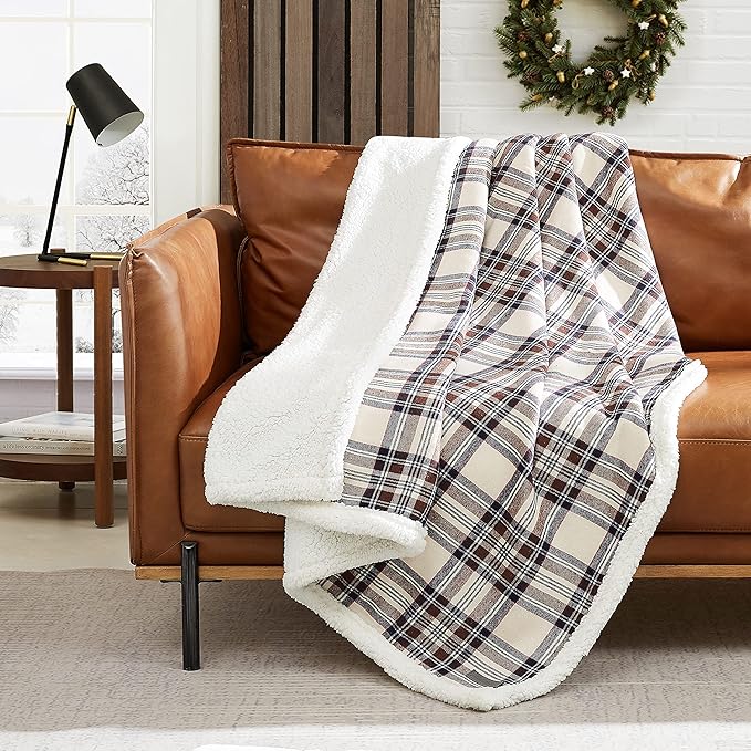 Eddie Bauer - Blanket, Soft Reversible Sherpa & Brushed Fleece Bedding, Perfect for Lounging, Dorm Essentials (Edgewood Pl...