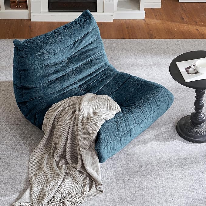 HABUTWAY Bean Bag Chair, Giant Bean Bag Chairs for Adults, Bean Bag Sofa with Filler Faux Fur, Memory Foam Bean Bag Couches Fireside Lazy Sofa for Living Room, Bedroom, Office (Navy Blue)