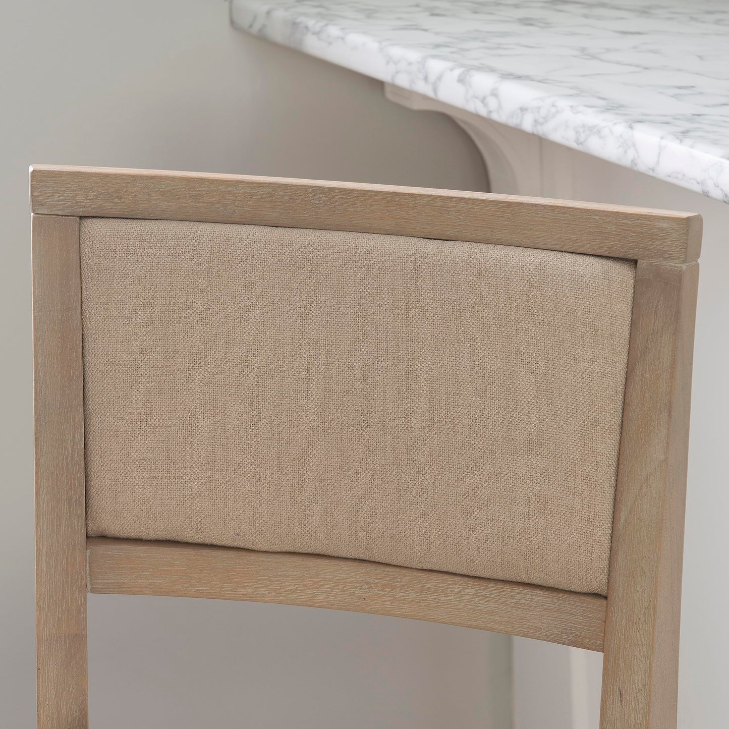 Linon Keira Natural Rustic Wooden Folding Barstool with Beige Upholstered Seat and Back