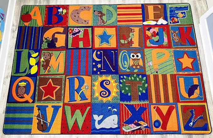 KIDCARPET.COM Letter Seating Educational Rug, 7'6" x 12' Rectangle, Educational Classroom Rug, Kids Learning Play Mat | Area Rug for Bedroom or Playroom