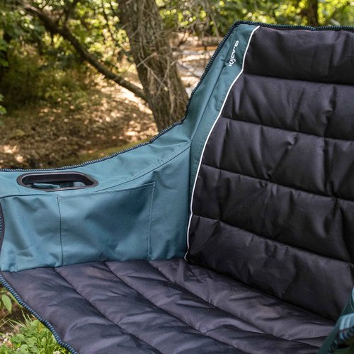 Kijaro Quilted Club Adult Camping Chair Features Comfortable Quilted Polyester Fabric and Built-in Internal Storage Pockets