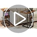 HOOBRO Foldable End Table, C Shaped Side Table with Charging Station, Sofa Couch Table That Slide Under for Living Room Be...