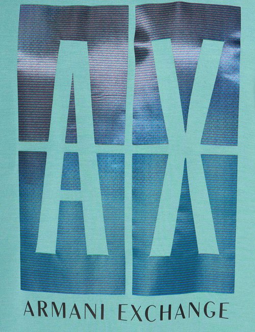 Armani Exchange A｜X Men's Abstract Print Logo Pullover Crewneck Sweatshirt, Bristol Blue