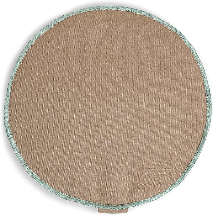 Organic Round Meditation Cushion by renoo - Durable Comfortable Cotton, Linen, Hemp - Modern Zafu - Buckwheat Floor Pillow Yoga Bolster in 15 Colors Removable Cover - 15 inches - Earth