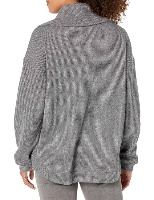 Sweaty Betty Women's Restful Boucle Textured Half Zip Pullover Sweatshirt Pull Over, Light/Pastel Grey, X-Large