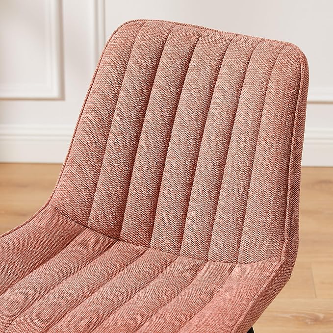 Art Leon Swivel Dining Chairs Set of 2, Mid Century Modern Kitchen Dining Room Chairs, Upholstered Fabric Armless Side Chair with Wood Legs for Living Room Bedroom, Rose