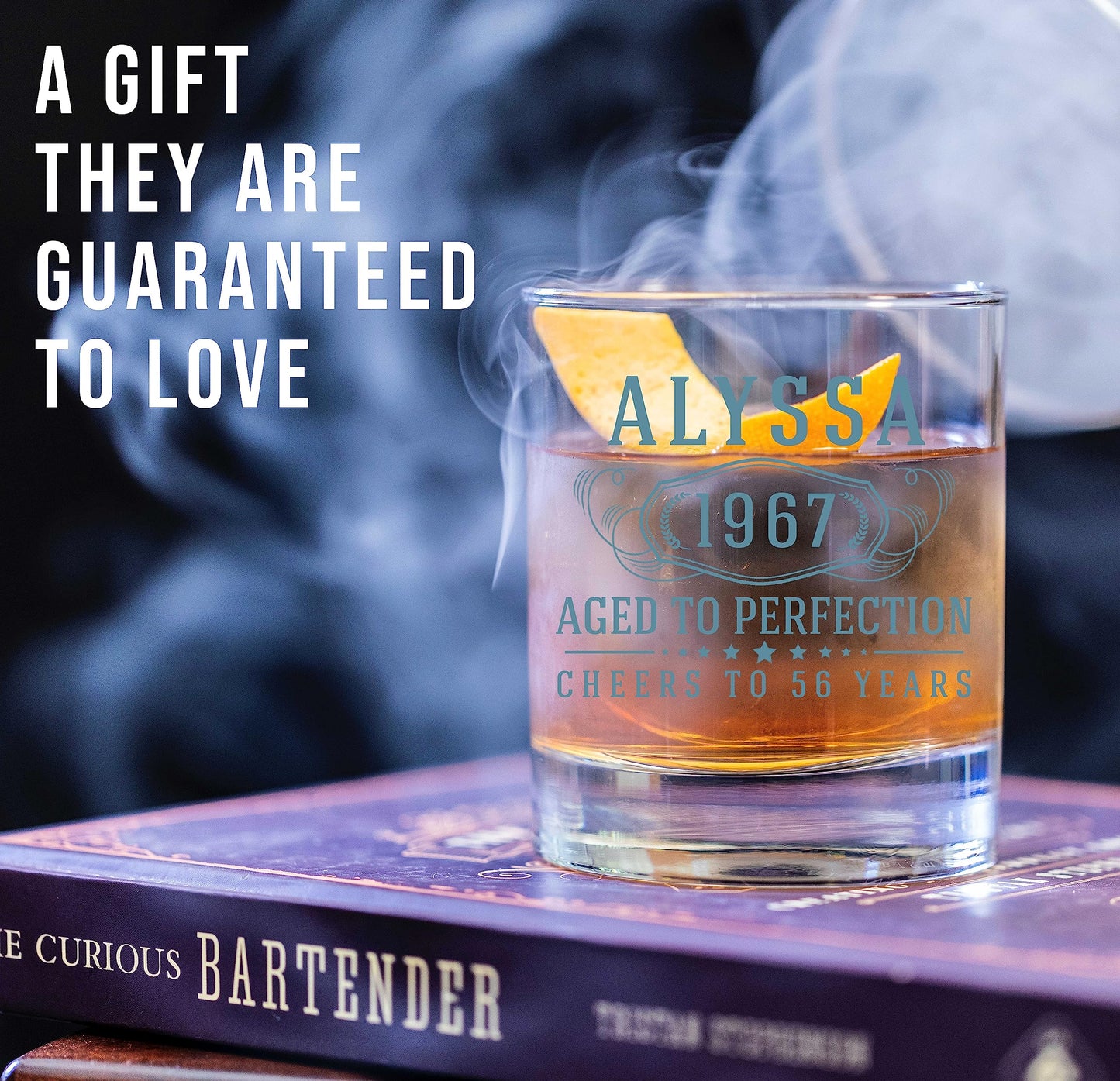 Personalized Printed 11oz Whiskey Glass–Customized Gifts for Men Him, Father’s Day, Custom Name Cocktail Cup, Happy Birthday Gift Idea for Dad Brother Adult Son, Turning Years Old Bday Party, Bernard