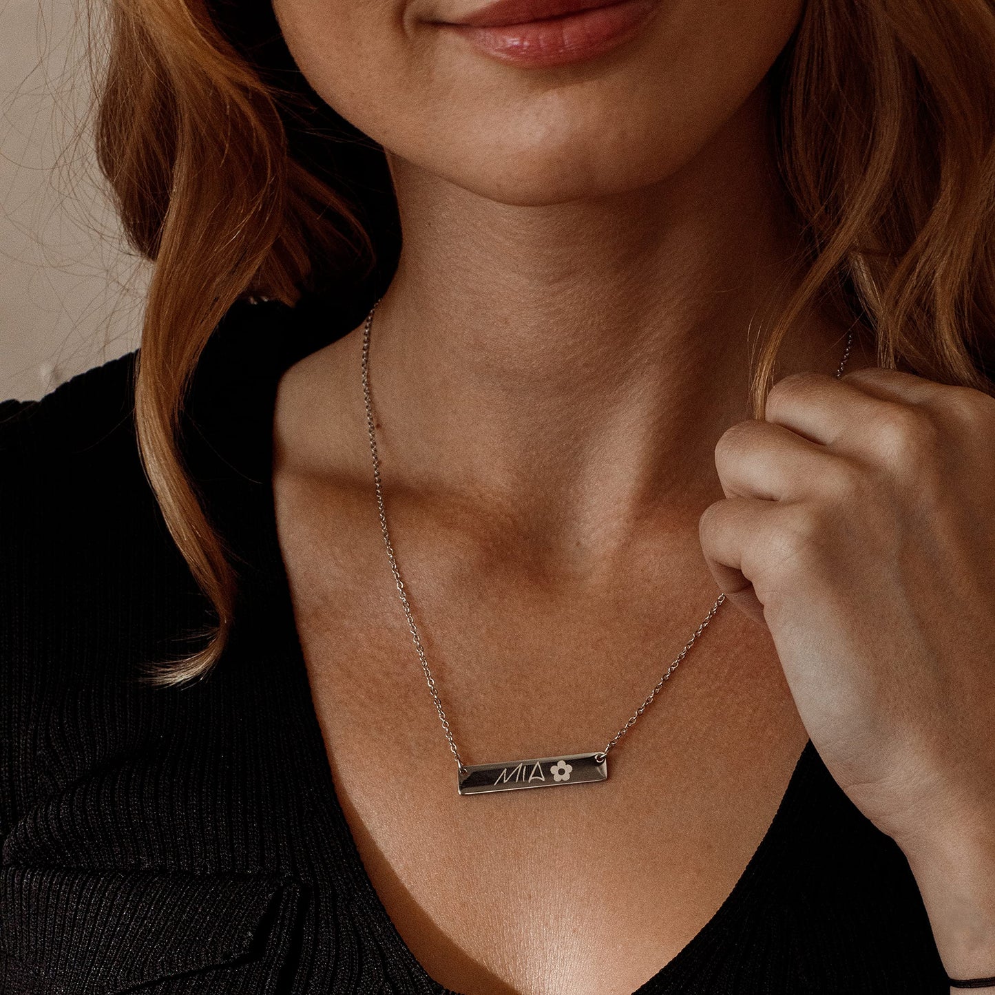Custom Name Bar Necklace Dainty Handmade Necklace Machine Engraved Personalized Gift Wedding, Birthday Graduation Day