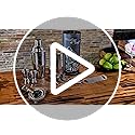 Mixology & Craft 16-Piece Stainless Steel Cocktail Shaker Set, 24 oz Cobbler Martini Shaker, Mixology Bartender Kit with S...