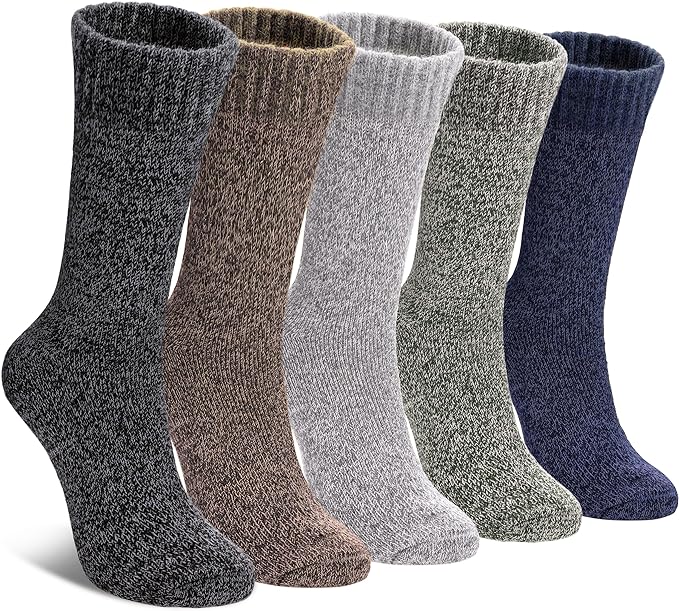 LINEMIN Wool Socks for Women Winter Warm Hiking Thick Warm Cozy Boot Crew Gift Socks 5 Pairs