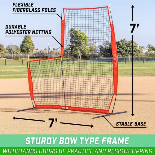 GoSports 7 ft x 7 ft Baseball & Softball L Screen - Pitcher Protection Net with Carrying Case