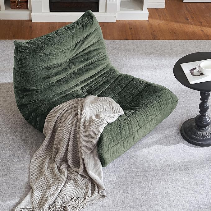 HABUTWAY Bean Bag Chair, Giant Bean Bag Chairs for Adults, Bean Bag Sofa with Filler Faux Fur, Memory Foam Bean Bag Couches Fireside Lazy Sofa for Living Room, Bedroom, Office (Green)