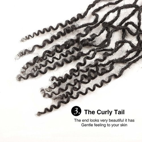 Orientfashion 12inch 0.2cm Width 100% Real Human Hair Micro Dreadlock Extensions with Curly Ends，Can Be Dyed Bleached Curled And Twisted(12inch 0.2cm 40Strands, Natural black)
