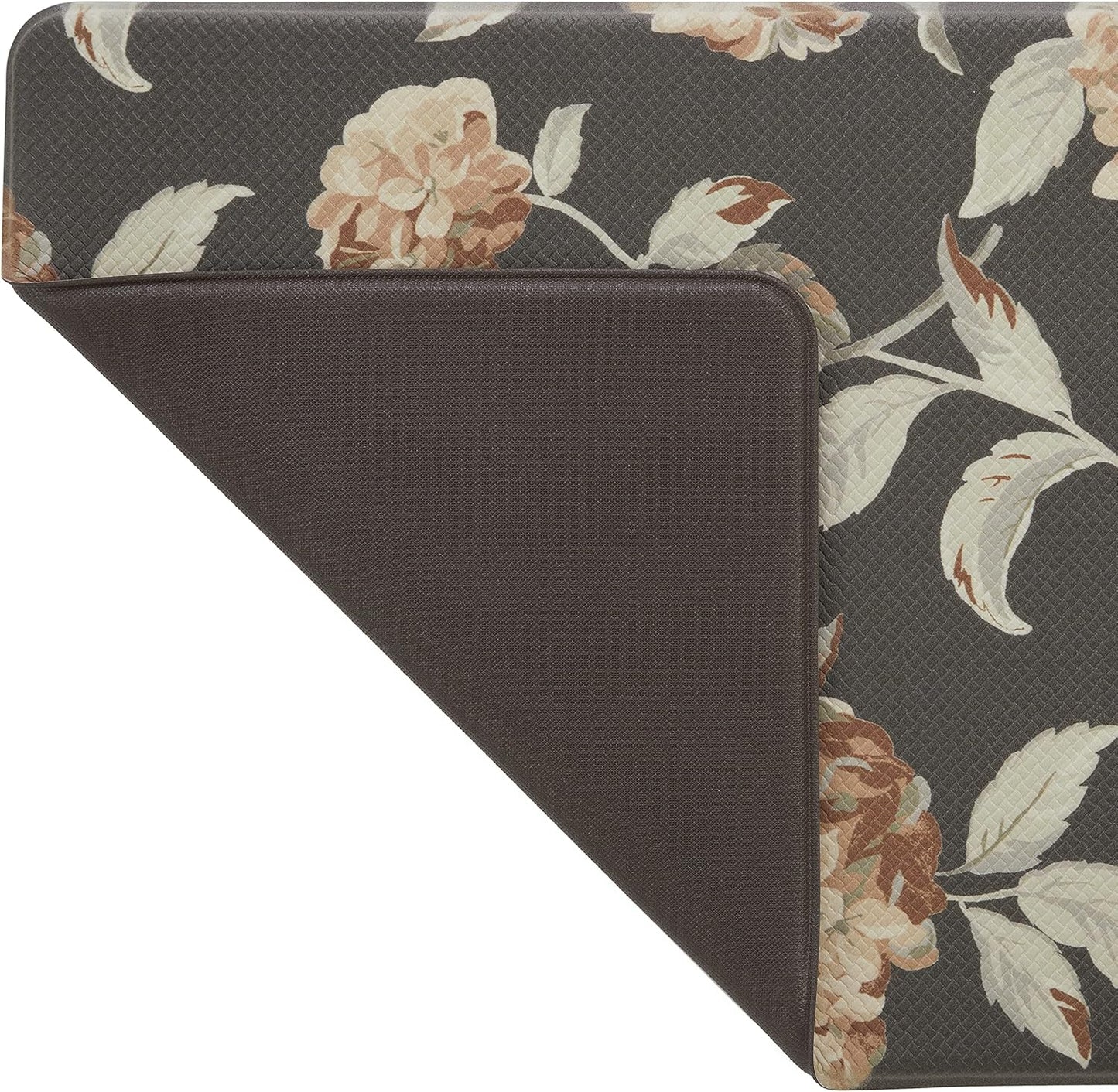 Laura Ashley – Anti-Fatigue Kitchen Mat Set | Hydrangea Floral Design | Stain, Water & Fade Resistant | Cooking & Standing Relief | Non-Slip Backing | Measures 17.5” x 48" and 17.5" x 28"|Grey / Rust