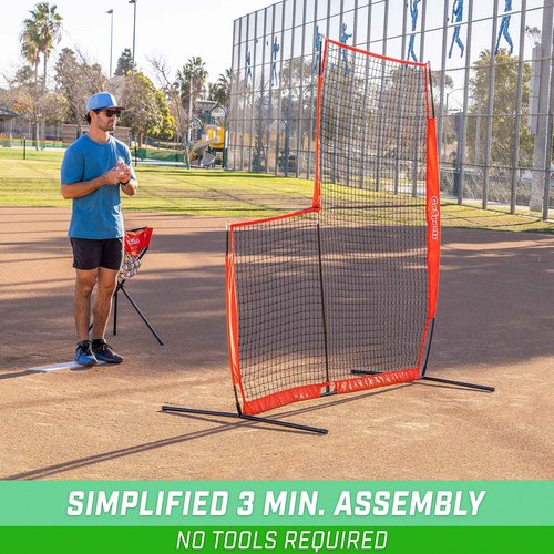 GoSports 7 ft x 7 ft Baseball & Softball L Screen - Pitcher Protection Net with Carrying Case