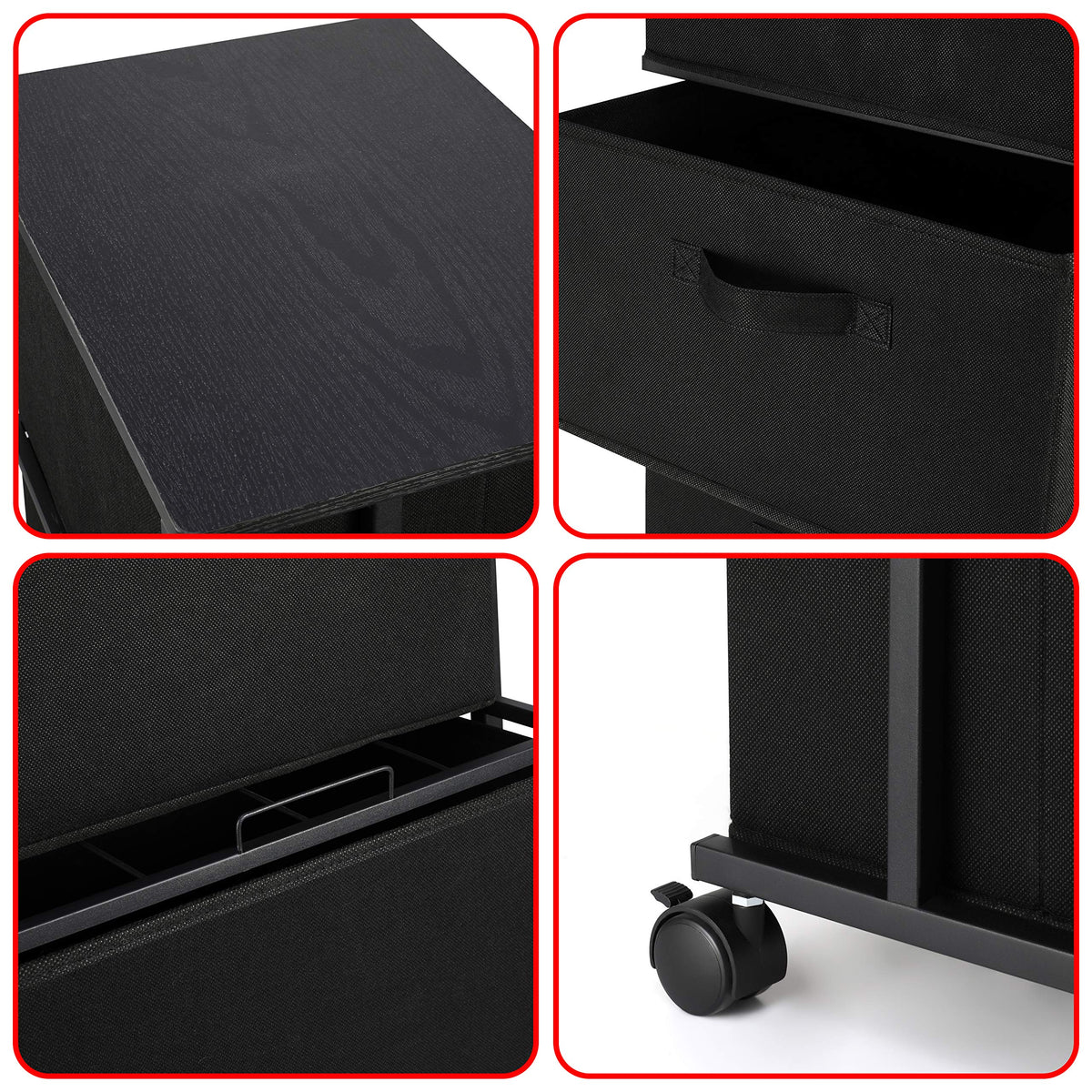 MAX Houser Dresser Storage with 3 Drawers, Fabric Dresser Tower, Vertical Storage Unit for Bedroom, Closet, Office, Black