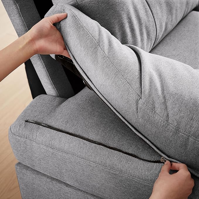 Chireca 111" Sectional Couch for Living Room, Modern Polyester Fibre U Shaped Sofa Couches with Double Chaise, Upholstered 4 Seater Sofa for Living Room, Apartment, Office, Light Grey