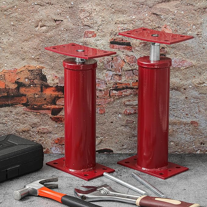 Yaocom 4 Pcs House Jacks for Leveling, Adjustable Jack Post 12"-16" Basement Floor Jack, Supports Stabilizer Screw Jacks for House Foundation, Stairs, Porches, Roof Beams, Load Capacity 11023 Lbs