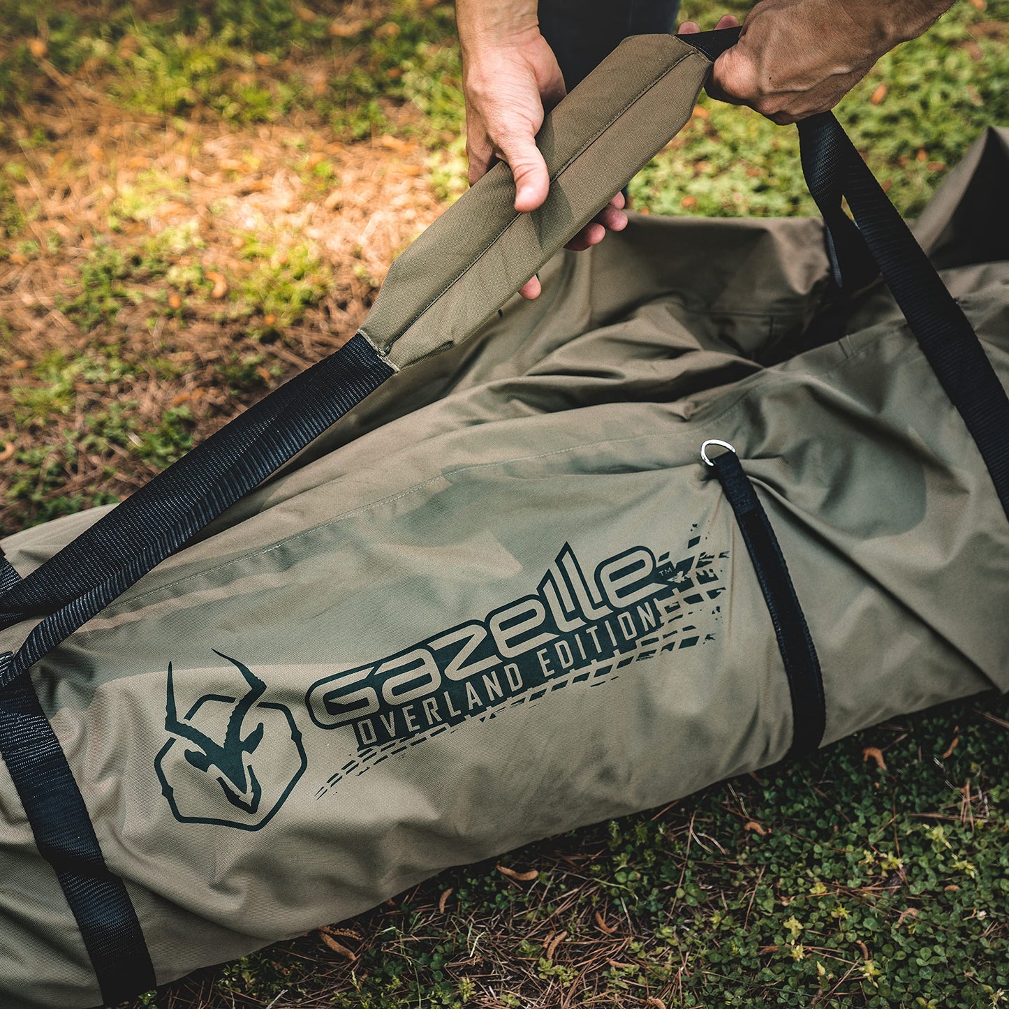 Gazelle Tents™ T4 Plus Hub Tent Overland Edition, Easy 90 Second Set-Up, Waterproof, UV Resistant, Footprint, All-Terrain Stakes, 4-8 Person, Alpine Green/Oak Moss, 78" x 94" x 165", GT451GR