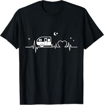 Camping Heartbeat RV Camper Camping Vacation T-Shirt