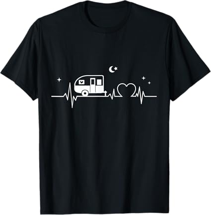 Camping Heartbeat RV Camper Camping Vacation T-Shirt