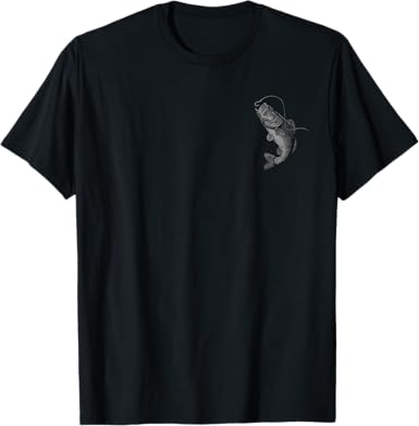 Camo Bass Fish Patriotic Fishing (Design on Front and Back) T-Shirt
