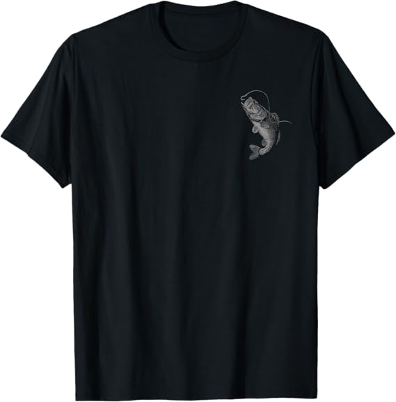 Camo Bass Fish Patriotic Fishing (Design on Front and Back) T-Shirt