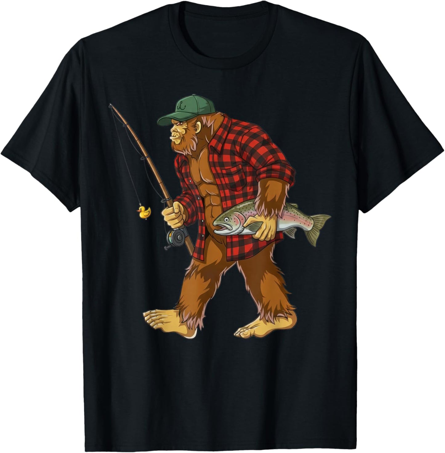 Funny Bigfoot Fishing Sasquatch Adventure Outdoor T-Shirt