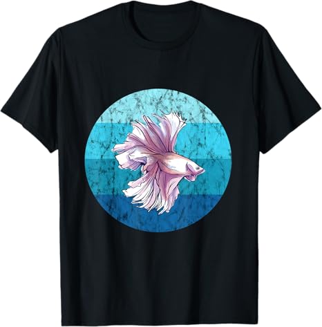 Betta Splendens Fish Retro Ocean Water Siamese Fighting Fish T-Shirt